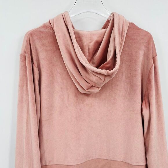 Splendid Size Large Dusty Pink Long Sleeve Velvet Cropped Hoodie - Picture 7 of 9